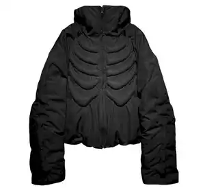LULUSEN New Arrivals Trap Singer Star Embossed Duck Goose Fabric Oversized Man Bubble Puffer Jacket with Hood