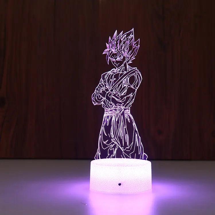 Sıcak satış toptan 7 renk dokunmadan değişen masa lambası 3D Illusion LED Anime gece lambası çocuklar için