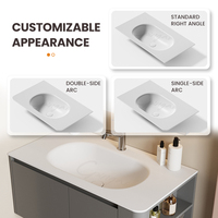 Surface Solution Vanités de salle de bain Surface solide Lavabo Résine Pierre Comptoir Modulaire Surface solide Vanity Top Lavabo