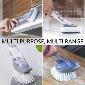 Replaceable Soap Dispensing Dish <b>Brush</b> Plastic Dishwashing Pot Kitchen Cleaning <b>Scrub</b> <b>Brush</b> - Product Image 5