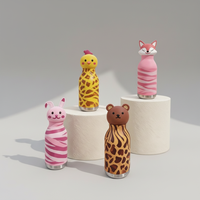 Gobelet isotherme en acier inoxydable à double usage avec paille intégrée, motif tête d'animal de dessin animé, portable et anti-fuite pour enfants, maintient l'eau au frais pendant 6 à 12 heures