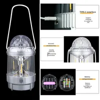 Nouvelle Lampe de Camping Portable LED ABS Transfrontalière, Carrée, Colorée, Rotative, d'Urgence, Multifonction, avec Batterie au Lithium, IP65