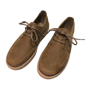 Claks Handmade Coffee Genuine Leather Retro Sporty Lightweight Breathable Anti-Slip Running Sneakers Rubber Height Increasing - Product Image 1