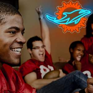 Enseigne néon LED Miami Dolphins pour décoration murale, lumière néon à intensité variable, logos de l'équipe bleu glace pour la décoration de la cave des hommes - Product Image 5