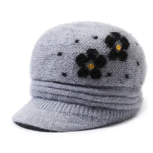 Cappello in maglia stretta con fiocco di neve in Cashmere a strati in cotone misto invernale caldo cappello caldo da donna