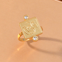 Cincin Islam Allah dari Baja Anti Karat, Panel Persegi, Batu CZ, Emas Perak, untuk Pria, Hadiah Ramadan, Grosir, Laris Manis