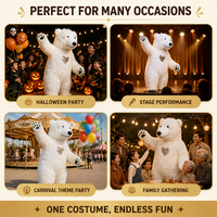 Costume de mascotte gonflable personnalisé d'ours polaire pour adulte, costume de marche en fourrure pelucheuse de dessin animé, pour fête, cosplay, événement, promotion