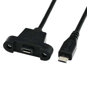 Câble d'extension de charge de données Micro USB mâle vers femelle à montage sur panneau avec vis de verrouillage, gaine en PVC et blindage tressé pour appareil photo et ordinateur - Product Image 2