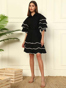 Women's Solid Knee Length Shirt <b>With</b> Skirt Cord Set For Women Cotton <b>Jumpsuits</b> Western Dress for Women Stylish Latest Two Piece - Product Image 4