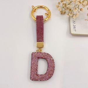 Porte-clés en métal personnalisé DIY en gros, entièrement orné de strass, avec pendentif lettre initiale (26 lettres), pour voiture et sac à dos - Product Image 5