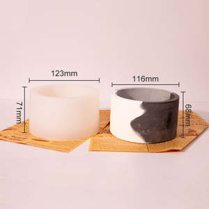 Redondo grande geométrico simple cemento yeso silicona hormigón maceta moldes - Product Image 2