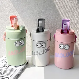 New Trendy Insulated BPA Free Reusable Kid Cute 550ml Water Bottle With Straw Food Grade 316 Stainless Steel Vacuum Tumbler Cup