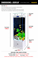 Aquarium Personnalisé Grand Haut Verre Ultra Clair Avec Filtre Lampe LED Pompe Air Tige Chauffante Maison Bureau