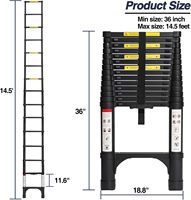 Échelle télescopique en aluminium, légère, multifonctionnelle, pliable, avec 2 stabilisateurs triangulaires, robuste, capacité de charge de 300 lb