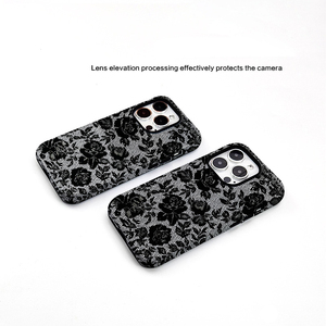 <span class=keywords><strong>Coque</strong></span> <span class=keywords><strong>de</strong></span> <span class=keywords><strong>téléphone</strong></span> hybride double couche 2-en-1 personnalisée en dentelle noire à motif floral pour iPhone 17, <span class=keywords><strong>coque</strong></span> mobile par sublimation pour iPhone 16 15 Pro Max - Product Image 4