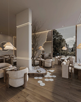 Ensemble de mobilier haut de gamme sur mesure pour confiserie, vitrine en verre, mobilier en bois pour café, design d'intérieur complet pour café.