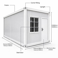 Garage préfabriqué en conteneur de 20 pieds, abri de stockage modulaire détachable avec porte enroulable, atelier portable pour voitures et équipements