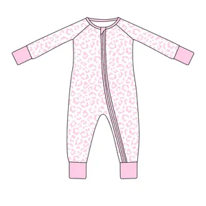 Wholesale Western Dogs Print Toddler Baby Zip Up Rompers Custom Bamboo Sleepers Baby Pajamas