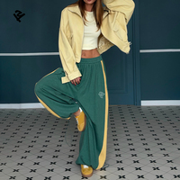 Ensemble de survêtement en coton personnalisé pour femmes, t-shirt à manches courtes en tricot et pantalon de survêtement rayé à jambes larges, ensemble 2 pièces pour femmes