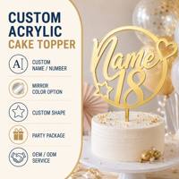 Juego de Exhibidores Acrílicos Personalizados con Arco, Círculo y Número 1, Porta Letreros de Mesa con Borde Dorado para Eventos y Decoración