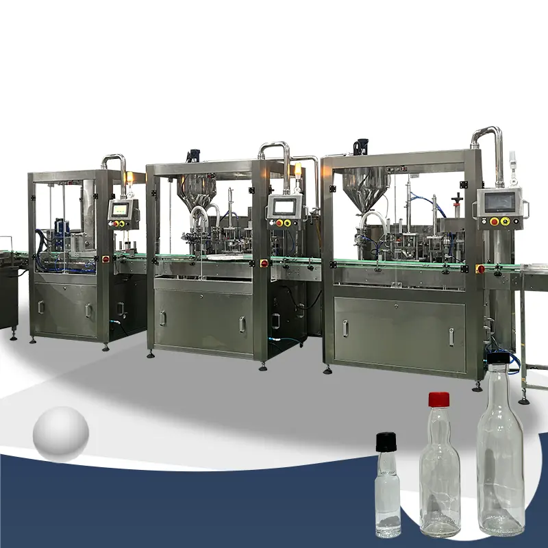 Full Automatic Glass Bottle Olive Oil Wine Drinking Liquor Liquid Juice Filling Capping Machine Bottling Packing Line