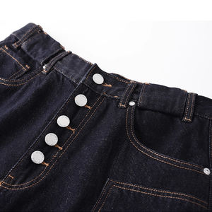 Haute qualité Denim fil à coudre taille moyenne décontracté jean droit <span class=keywords><strong>Paris</strong></span> boucle Original vache lavé outillage bois tanins coupe tissé - Product Image 6