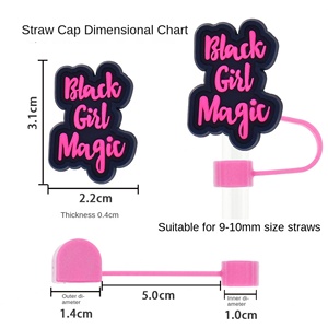 Accessoires de décoration créatifs et personnalisés pour pailles en plastique, bouchons universels souples en colle noire de 10 mm, vente en gros - Product Image 2