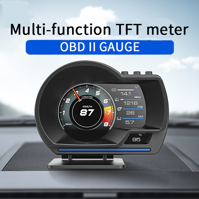 Newest A501 OBD2 Car Head up Display HUD Smart Car Water&Oil Temp RPM Gauge Digital Odometer Security Alarm Auto Meter