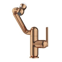 Robinet mélangeur universel multifonctionnel en laiton doré rose, rotatif à 360 degrés, pour lavabo de salle de bain, durable et anti-éclaboussures
