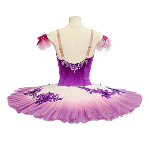 ชุดบัลเลต์มืออาชีพสีม่วงไลแลคไล่เฉดแบบเปิดไหล่ประดับดอกไม้คริสตัลสำหรับบทละครเจ้าหญิงนิทรา - Product Image 5