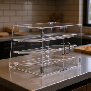 Vitrina Acrílica de 4 Niveles para Pastelería, con Estantes Extraíbles, Puerta Trasera con Acceso, Acabado Pulido, Estilo Moderno y Duradero - Product Image 2