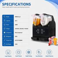 Mesin Slush Mini 2 Tangki 3L X 2 Pembuat Slushie Kompak dengan Layar LED Pintar 600W Mesin Minuman Beku untuk Kafe