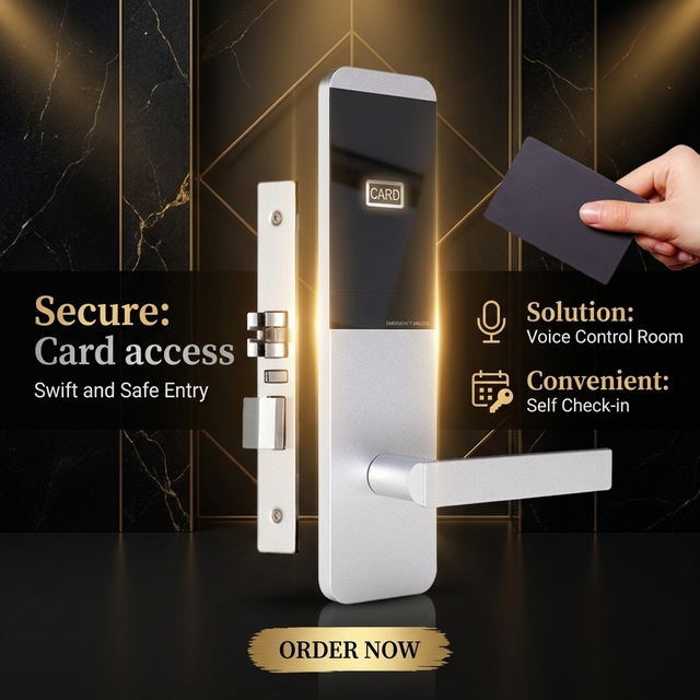 RFID Lock for Hotel Intelligent Keyless  Voice Control Room Door Lock New Style  Alloy Design  Wood Door Cloud Data