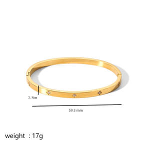 Europeo americano in stile 18K bracciale in acciaio al titanio placcato oro da donna a sei punte con fibbia a stella in acciaio inox - Product Image 6