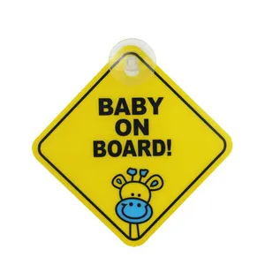 Custom Pvc Baby On Board Car Logo Warning Sign With Suction Cup