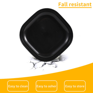 Assiettes carrées noires en plastique pour servir, stocker et organiser aliments, café et thé - Product Image 2
