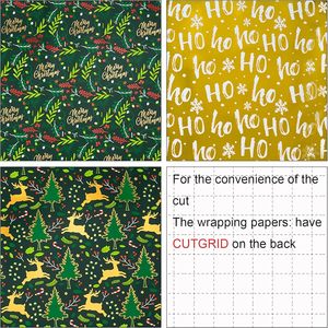 Christmas Wrapping <b>Paper</b> Rolls Green Gold Reindeer Berry <b>Pattern</b> 17x120in 42.5 Sq Ft Recyclable Gift Wrap Set - Product Image 6
