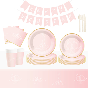 ชุดจานชามกระดาษลายรุ้ง DAMAI สำหรับงานแต่งงานและงานวันเกิด บรรจุ 8 ชิ้น - Product Image 1