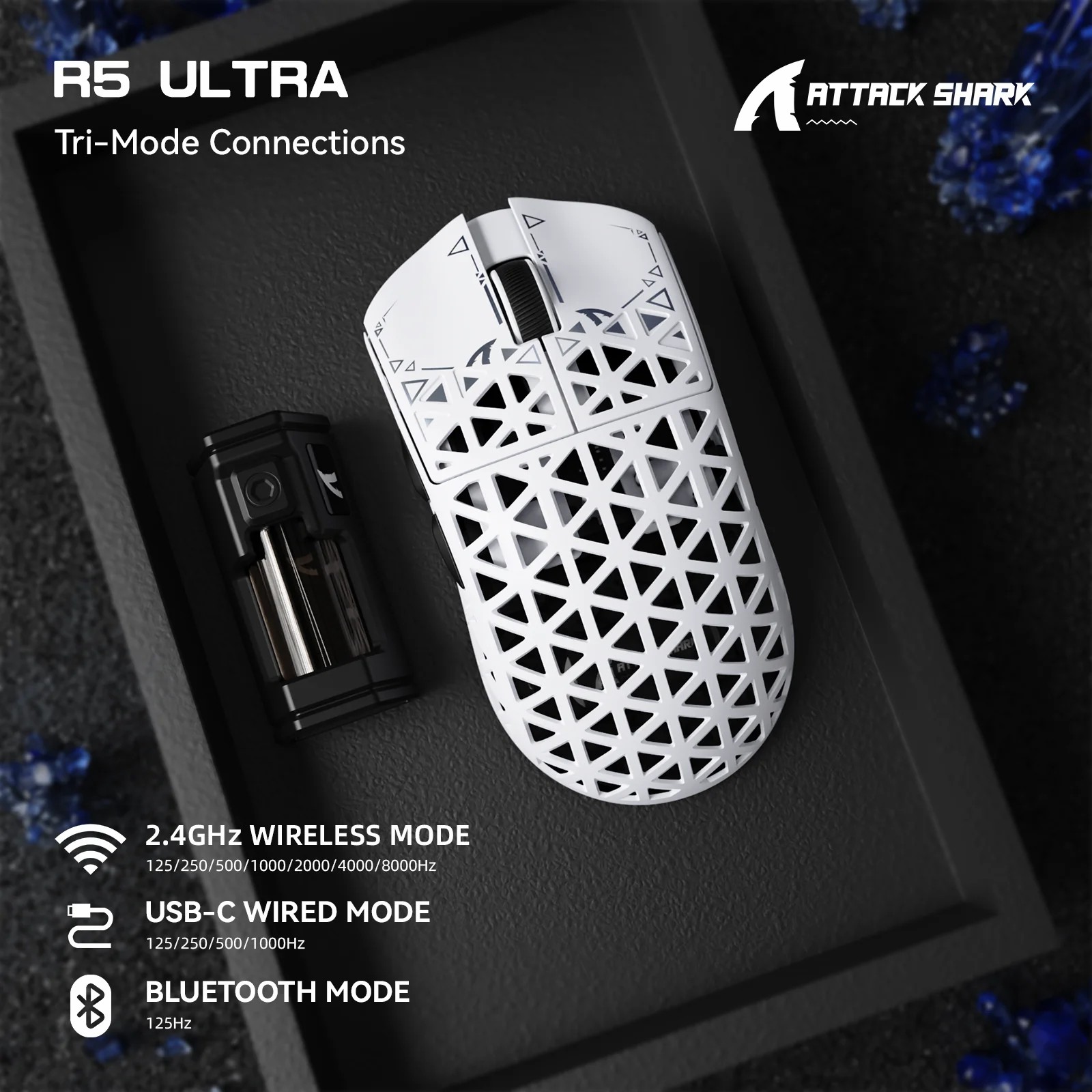 Attack Shark R5 Ultra-Light Gaming Mouse - 8000hz Polling