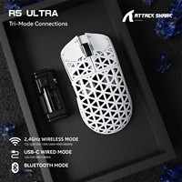 Souris de jeu sans fil ATTACK SHARK R5 ultra-légère en fibre de carbone, capteur PAW3950MAX, taux de sondage de 8000 Hz