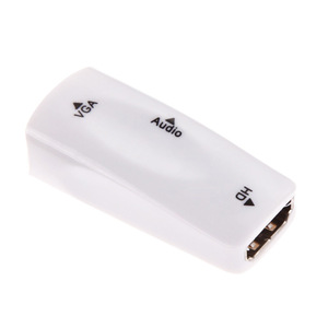 Adaptateur convertisseur HDTV femelle vers VGA femelle avec audio 3,5 mm |   Plaqué or |   Connecter l'ordinateur portable à un moniteur VGA |   Blanc Noir - Product Image 2
