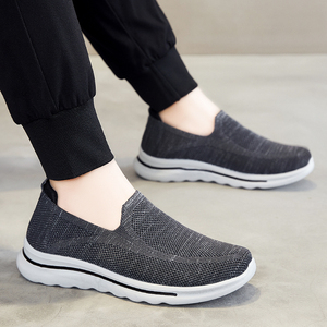 Chaussures de sport pour hommes grandes tailles, transfrontalières, en gros, tissées, respirantes, à enfiler, pour la course et le quotidien, été, couleur unie - Product Image 6