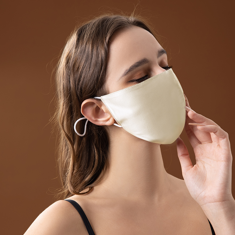 Couvre-visage en soie de mûrier Champagne 100% qualité 6A