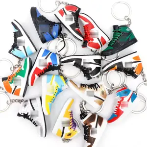wholesale rubber sneaker keychain 3d with box and bag 3d mini shoe keychain sneakers
