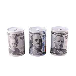 1 pièce Tirelire cylindrique créative en fer blanc, boîte à monnaie pour euros et dollars, boîte d'épargne domestique, décoration intérieure - Product Image 3