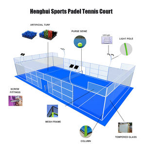 Крытый и открытый корт для падел-тенниса, панорамный, для соревнований, 20х10 м, с искусственным покрытием, закаленным стеклом, оцинкованной сталью и LED-подсветкой - Product Image 3