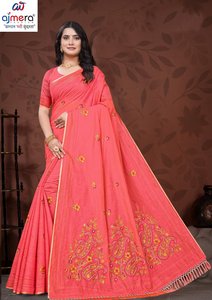Sari en coton imprimé Ajmera Fashion, élégant, doux, traditionnel, stylé, ethnique, pour les occasions spéciales, pour femmes - Product Image 5