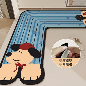 Alfombra de Baño de Tierra de Diatomeas en Forma de L con Diseño de Cachorro de Dibujos Animados, Antideslizante y Absorbente, para la Entrada del Hogar - Product Image 2