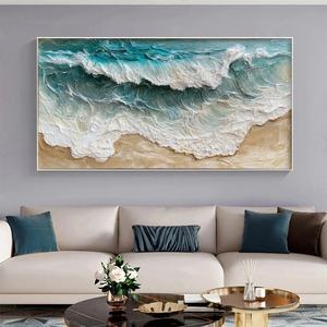 Obra de Arte Abstracta de Olas del Mar, Decoración Contemporánea para Pared, Pintura en Lienzo Hecha a Mano, Pintura al Óleo Texturizada, Decoración de Interiores - Product Image 6