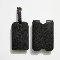 Étiquettes à bagages de haute qualité, logo personnalisé, bleu marine, cuir véritable épais, étiquettes à bagages de voyage